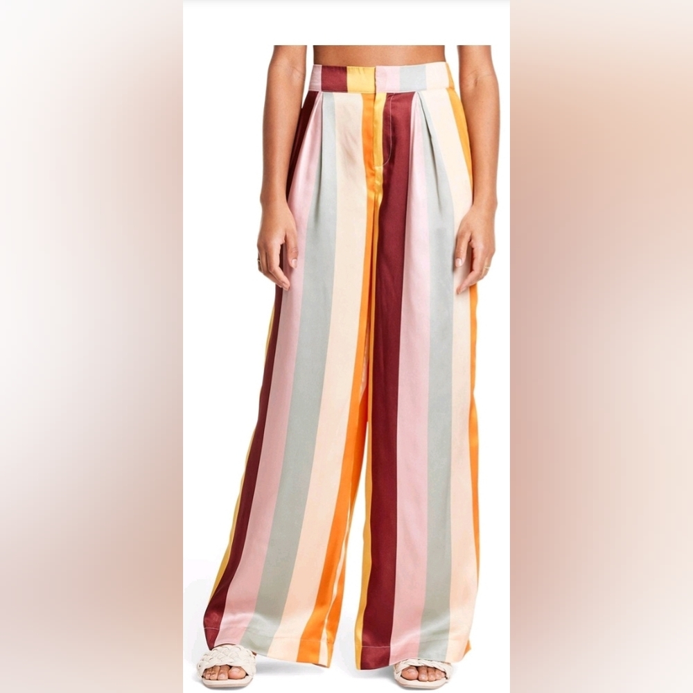 Fe Noel Multicolor Vertical Stripe Wide Leg Pants